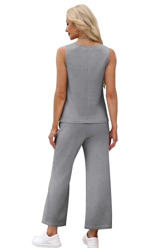 Image of SAMPEEL Two Piece Sets for Women Summer Outfits Beach Vacation Clothes Wide Leg Crop Pants