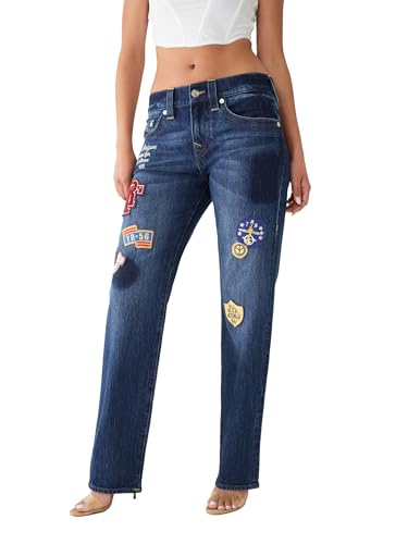 True Religion Women's Ricki Relaxed Straight Jean with Patches2