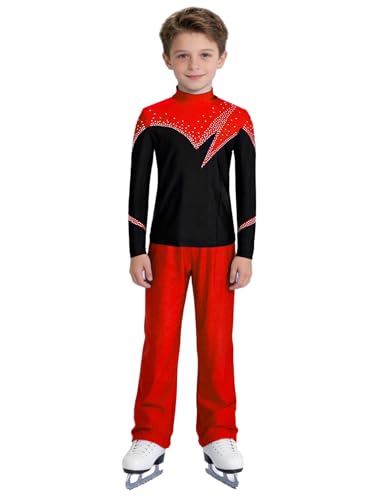 Vêtements d'entraînement pour le patinage artistique garçon avec manteau scintillant et pantalon