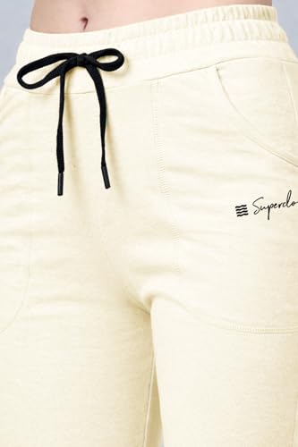 Image of Pinkmint Women Cotton Track Pants with Both Side Pockets | Elastic Waist & Drawstring | Regular Fit | Lounge, Gym & Casual Wear