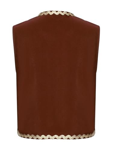 Hansber Kids Unisex Medieval Pirate Vest Renaissance Vintage Waistcoat Tops Open-Front Vest for Halloween Party4