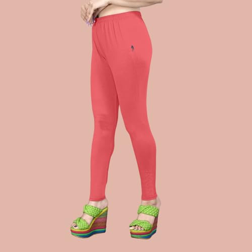 Image of Women's Solid Mid Rise Slim Fit Ankle Length Leggings - Comfortable and Stylish Yoga Pants for Workout, Running and Everyday Wear