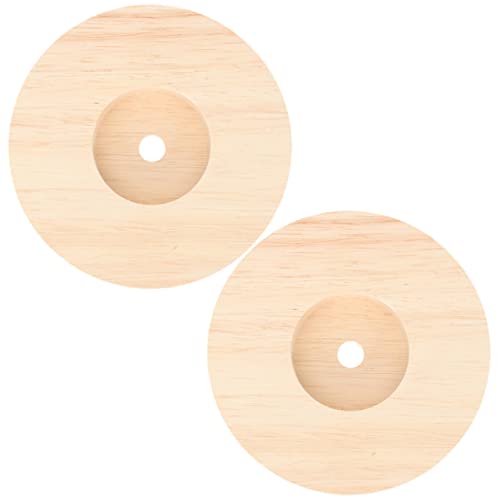 ERINGOGO 2pezzi Base Lampada in Legno Rotonda Per Tavolo Supporto in Legno Naturale Con Passa Cavi Stand Versatile Per Lampade Soggiorno Espositori Led e Decorazioni Fai Da Te