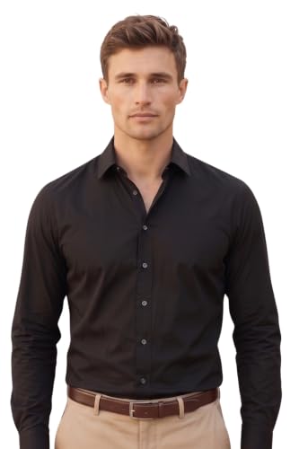 Image of Louis Philippe Men's Slim Fit Bamboo Blend Sustainable Stretch Young Formal Shirt