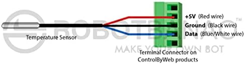Robotbanao DS18B20 Waterproof Digital Temperature Sensor Probe-1 Meter (100cm)-Unique 64-bit ID-Waterproof Temperature Sensor-Heat Resistant Thermal Cable-Black
