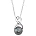 9-10mm Genuine Black Tahitian South Sea Cultured Pearl Infinity Pendant Necklace for Women
