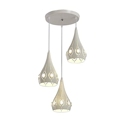 Petit lustre cristal et fer blanc moderne pour bar et restaurant chic