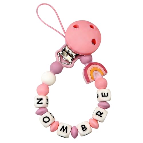 PEQUEANDO   Clip para Chupete Chupetero Personalizado de Silicona, Sujeta Chupetes con Diseño de Una Sola Pieza para Bebés, Niños y Niñas, Recomendado Regalo Nacimiento Bebé (Color Rosa)
