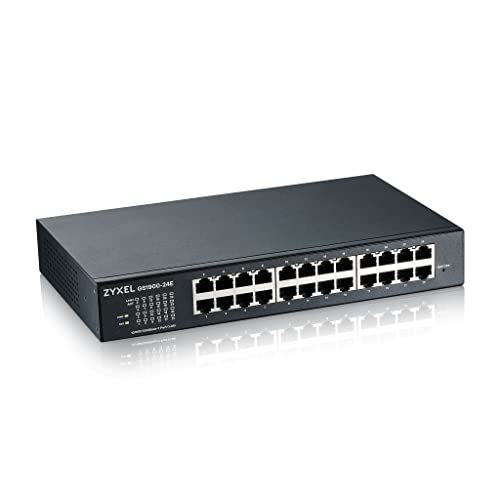 Zyxel Switch Gigabit de 24 Puertos | Gestión Inteligente | 24x GbE | Sin Ventilador | VLAN, IGMP, QoS | Montaje en Pared o en Rack | Ethernet Network Splitter | GS1900 24E