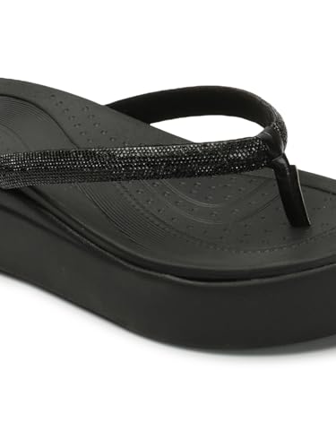 Image of ELLE Women Round toe platform heel slip-on sandal with Shimmer Detail