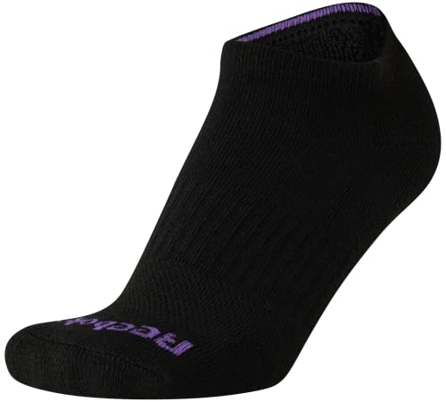 Reebok Women's No Show Athletic Breathable Low Cut Cushioned Socks (12 Pack), Size 4-10, Solid Black #TOP4
