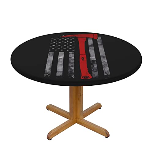 YYHHAOFA Firefighter Axe Red Line Flag picture Round Table Cloth M : Decorative round table for 40-50 Round Tables