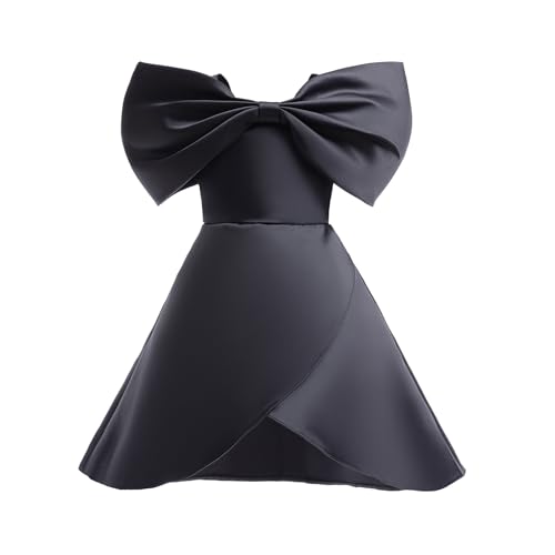 Girls Dresses Solid Color Dress Satin Princess Dress Big Bow Knot Latin Performance Dress