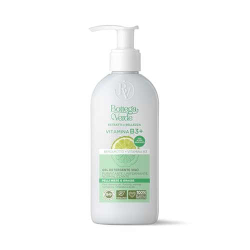 Bottega Verde - Gel Detergente Viso, Estratti di Bellezza, 200 ml, Purifica e Uniforma, Azione Normalizzante, per Pelli Miste o Grasse, con Bergamotto e Vitamina B3