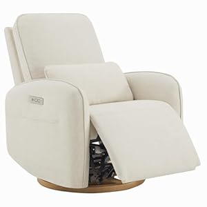 CHITA Power Nursery Glider Recliner Chair, Electric Swivel Rocker Recliner for Adults, Rocking Chair with Removable Lumbar Pillow for Living Room, FSC Certified, Fabric in Linen