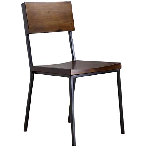 FENG SILLA Vintage de Madera Maciza de Hierro Forjado Silla de Comedor Respaldo Silla de computadora Viento Industrial Silla de Bar de Ocio