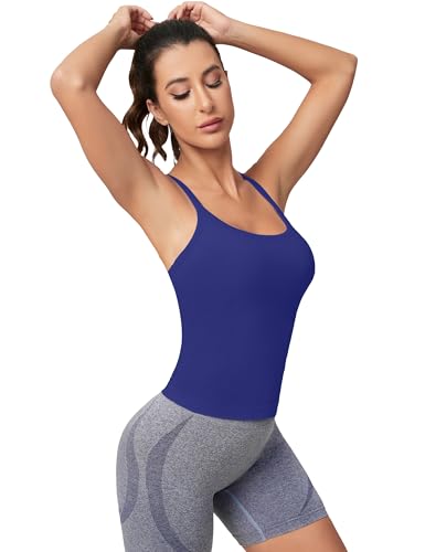 Image of MathCat Workout Tank Tops for Women with Built in Bra, Sleeveless Gym Tops Seamless Racerback Athletic Yoga Shirts