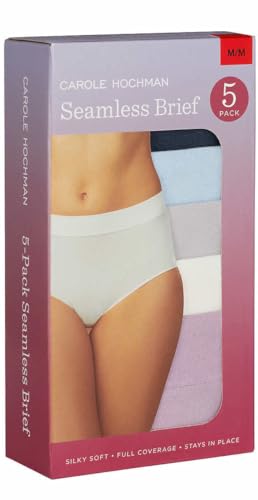 Carole Hochman Women's Underwear Silky Soft Seamless Full Coverage Modern Brief Panties 5 Pack Multipack Regular & Plus Sizes