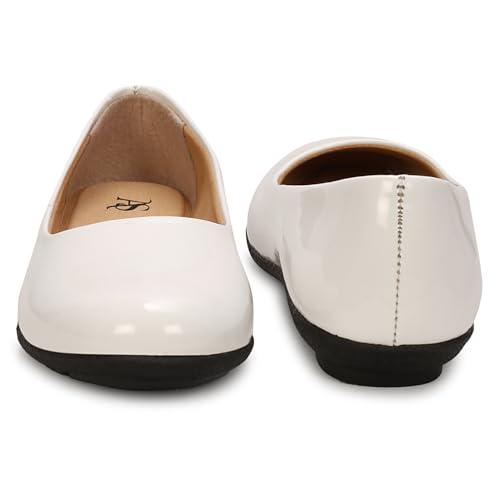Image of DHANESHWAR Women's Ballet Flats Belly Shoes for Casual, Formal & Office Wear Ballerina | Comfortable Slip on Black Bellies for Women & Girls. 1 Pair