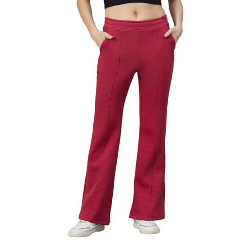 Image of 98 Degree North Women Flared Fleece Track Pants-GL1315-ALMOND