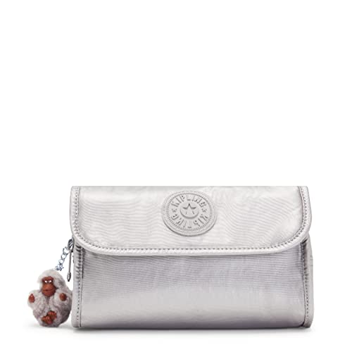 Kipling Womens Women's Daisee Pouch, Medium Bag, Zip Compartment, Nylon Travel Pouch, Smooth Silver Metallic, 8 L x 4.25 H 4 D US by Kipling - Used condition - US$19.99