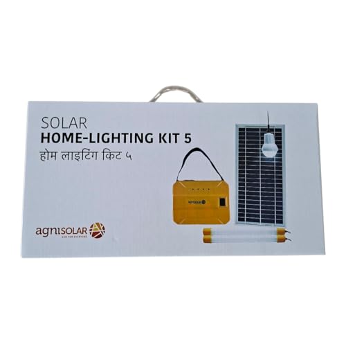Image of AgniSolar Home Lighting Kit 5: Efficient Solar Light for Home, Outdoor, Camping. Easy Installation-USB Charging-Waterproof 8W Panel-Portable-Durable-Energy-Saving-Bright-Affordable. Charges in a Day!