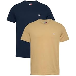 Tommy Jeans Herren TJM Xslim 2pack Jersey Tee EXT Dm0dm20687 S/S T-Shirt, Multi (Dark Night Navy/Relic Tan), XL EU