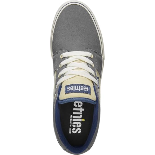 Image of Etnies Barge LS - Classic Skate Look, Slim Vulcanized Silhoutte, Hefty Armored Collar, Reinforced Vulc - Grey /Navy - 5