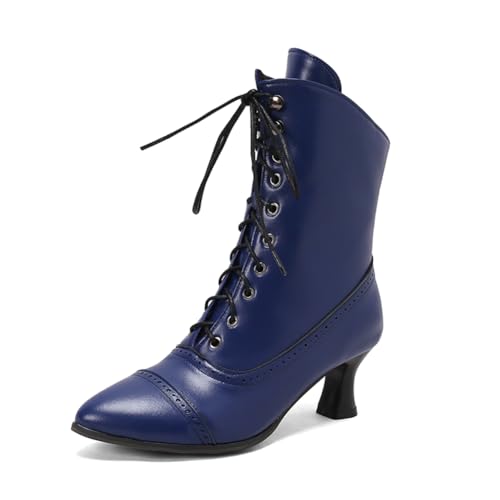 Bottines victoriennes bleues pour costume de sorcière ou style vintage quotidien en 43