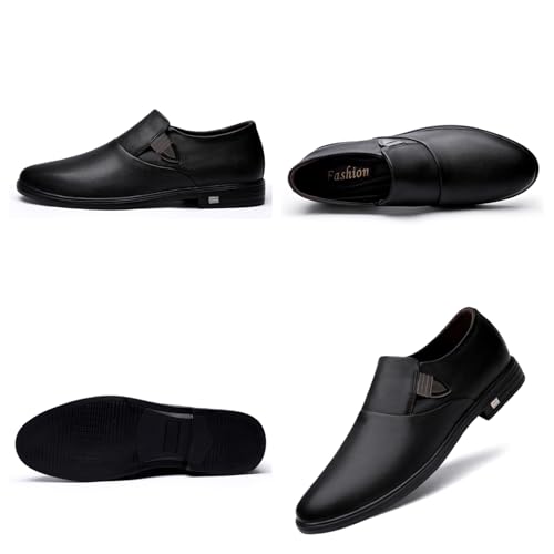 Men's Genuine Leather Slip On Dress Loafers Pointed Toe Low Top Lightweight Soft Non Slip Rubber Sole Formal Shoes for Wedding Party Office Business Casual2