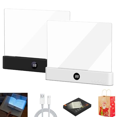 Luz plana para libros, caja del tesoro, lámpara de lectura plana recargable, protección ocular para estudiantes, protección ocular nocturna regulable, temporizador de 3 colores para lectores (blanco y