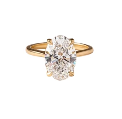4 CT Oval Cut Diamond silver 925 Ring,Solitaire Engagement Ring 14K Yellow Gold plated Bridal Jewelry,women For Her solitire stone gold plated with a transparent,solitire jewellery.