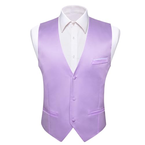 Image of Barry.Wang Mens Suit Vest Bow Tie Set 4PCS Formal V-neck Slim Fit Casual Solid Color Waistcoat Wedding Party Tuxedo