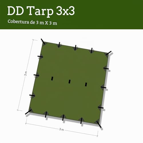 DD Tarp 3x3 Olive Green lona impermeable de acampada verde oliva 7