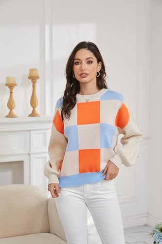 Image of LISILONG Women's 2024 Trendy Long Sleeve Ribbed Knit Sweater - Y2K Colorblock Fall Fashion Pullover Jumper