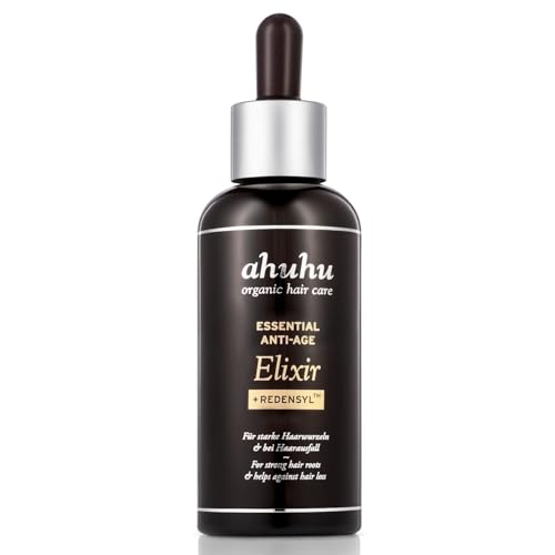 Ahuhu ESSENTIAL ANTI-AGE Elixir With Caffeine & Redensyl (100ml) - Highly Concentrated Scalp Care, Stimulates Hair Growth, Provides Thicker Hair & More Volume, Vegan
