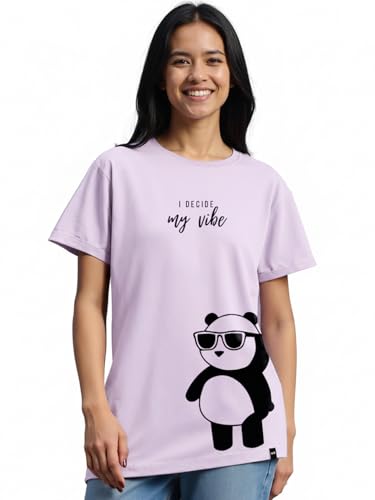 Image of Bewakoof Women's Graphic Printed 100% Cotton T-Shirt - Boyfriend Fit, Round Neck, Half Sleeve