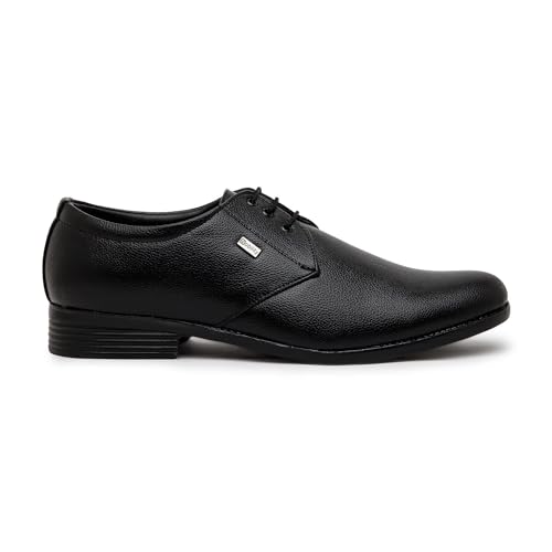 Image of NOBILITY Faux Leather Black Formal Lace Up Shoes for Men || Comfortable Walking || Classic Design || Breathable || Slip Resistant |