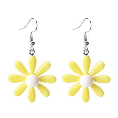 Boucles d'oreilles fleur marguerite en acrylique pendantes style Hawaii
