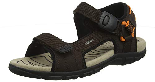 Geox Strada H, Sandalias con Punta Abierta para Hombre, Marrón (Coffee/Orange C0607),...