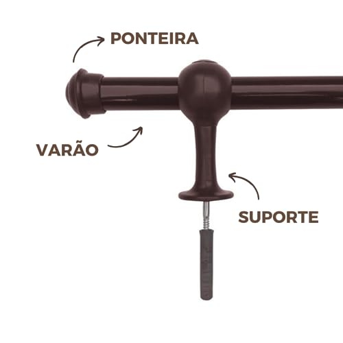 Kit Varão De Madeira Cortina 2,40m 19mm (tabaco)