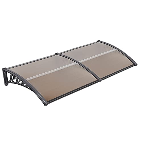 JOSHNESE Auvent de Porte en Polycarbonate, Marquise de Porte d’Entrée, 100x300 cm, Marron