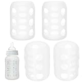Toddmomy Silicone Baby Bottle Covers 4Pcs, Heat-Resistant Sleeves for Glass Bottles/Coffee Mugs, Non-Slip Grip & Baby Essentials for Newborn Parents Home Office Outdoor Travel