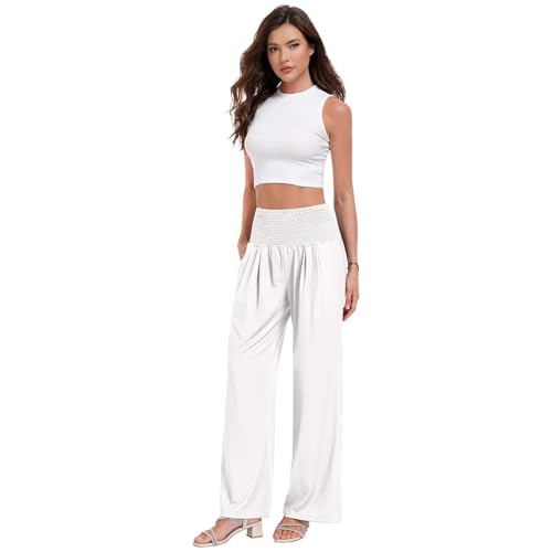 Pantalon décontracté à jambes larges fluide printemps avec poches - 2