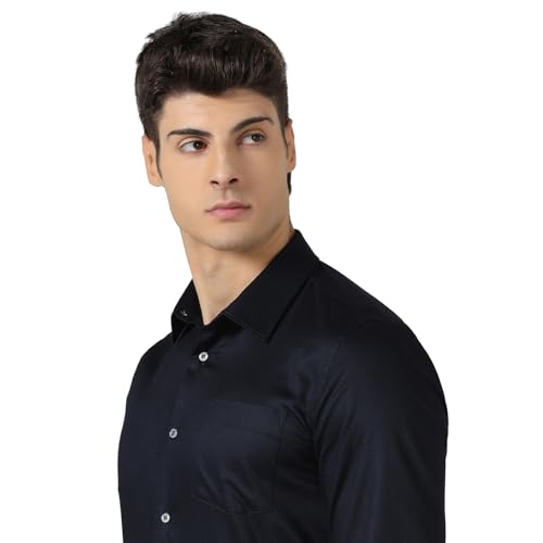 Image of Blackberrys Men Slim Fit Formal Shirt | Premium Cotton Blend | Solid Pattern| Lightweight & Breathable | Wrinkle-Resistant | Office & Business Wear