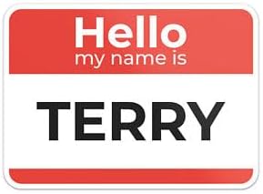 Set of 3 - Hello My Name is Terry Sticker Vinyl Car Bumper Decal