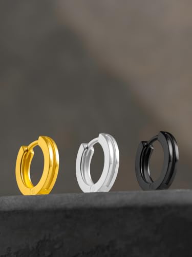 Image of ORIONZ Hoop Earrings for Men & Boys (1 Piece) - 925 Sterling Silver - Gift for Birthday Anniversary - 18k Gold Plated Jewellery - Men Fashion