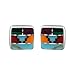 8mm Square Multicolor Southwestern Style 925 Sterling Silver Stud Earrings for Women - Simulated Gemstones