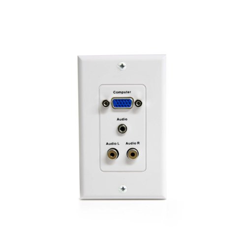 StarTech.com 15-Pin Female VGA Wall Plate with 3.5mm and RCA - White (Mounting Plate - HD-15, RCA X 2, Mini-Phone Stereo 3.5 mm - White (VGAPLATERCA)
