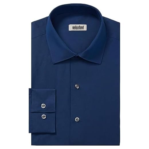 UNLISTED Camisa social masculina slim fit lisa, Azul médio, 18"-18.5" Neck 36"-37" Sleeve